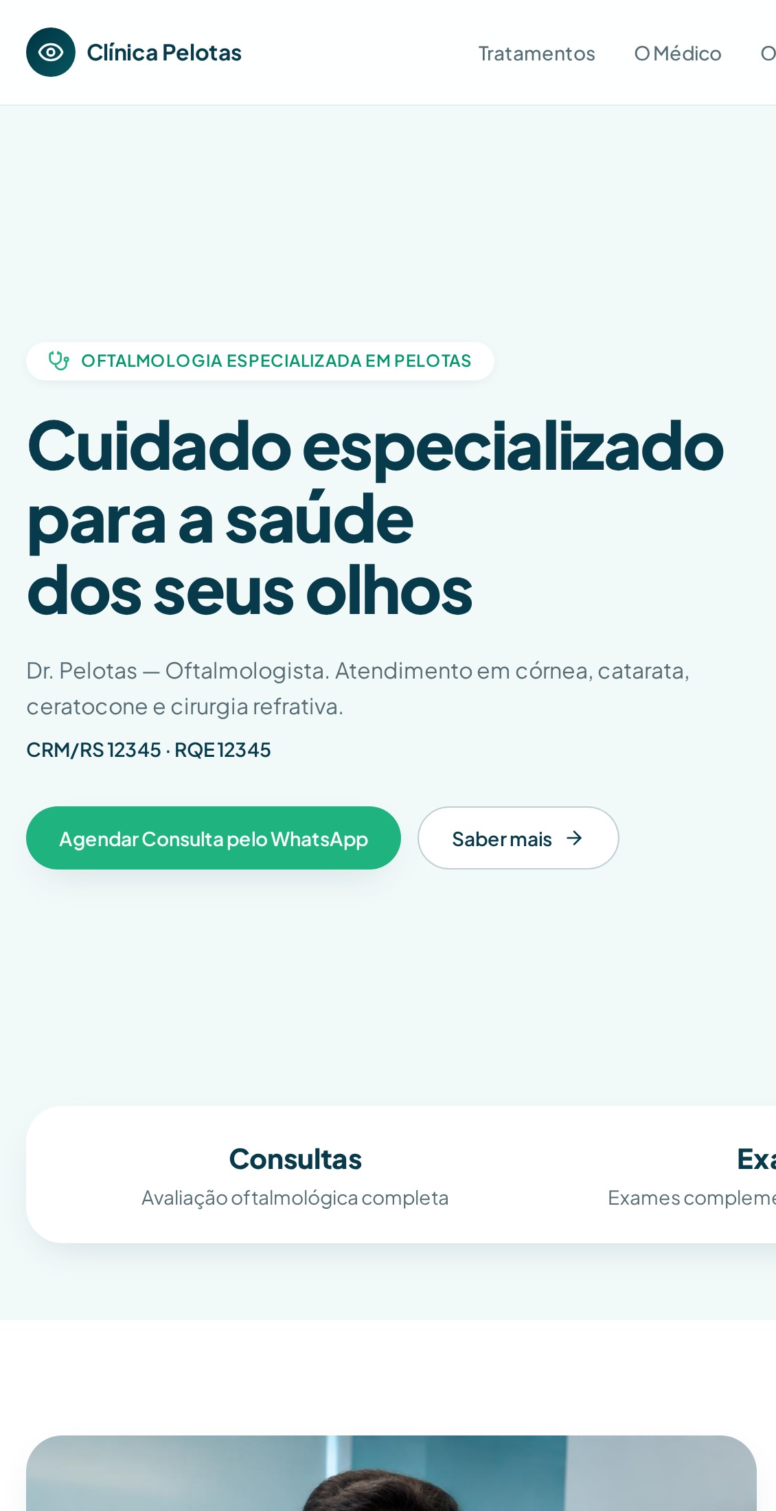 Página de vendas para clínica oftalmológica